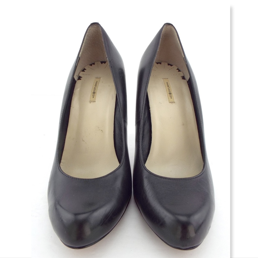 MAX STUDIO Black Snake Leather Heel Pumps 6
